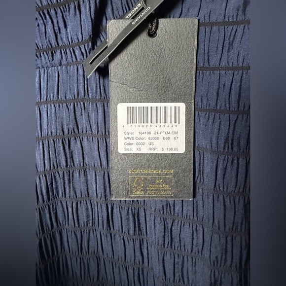 NWT Scotch & Soda Navy Mock Neck Smocked Puff Sleeve Mini Dress XS - Picture 5 of 8